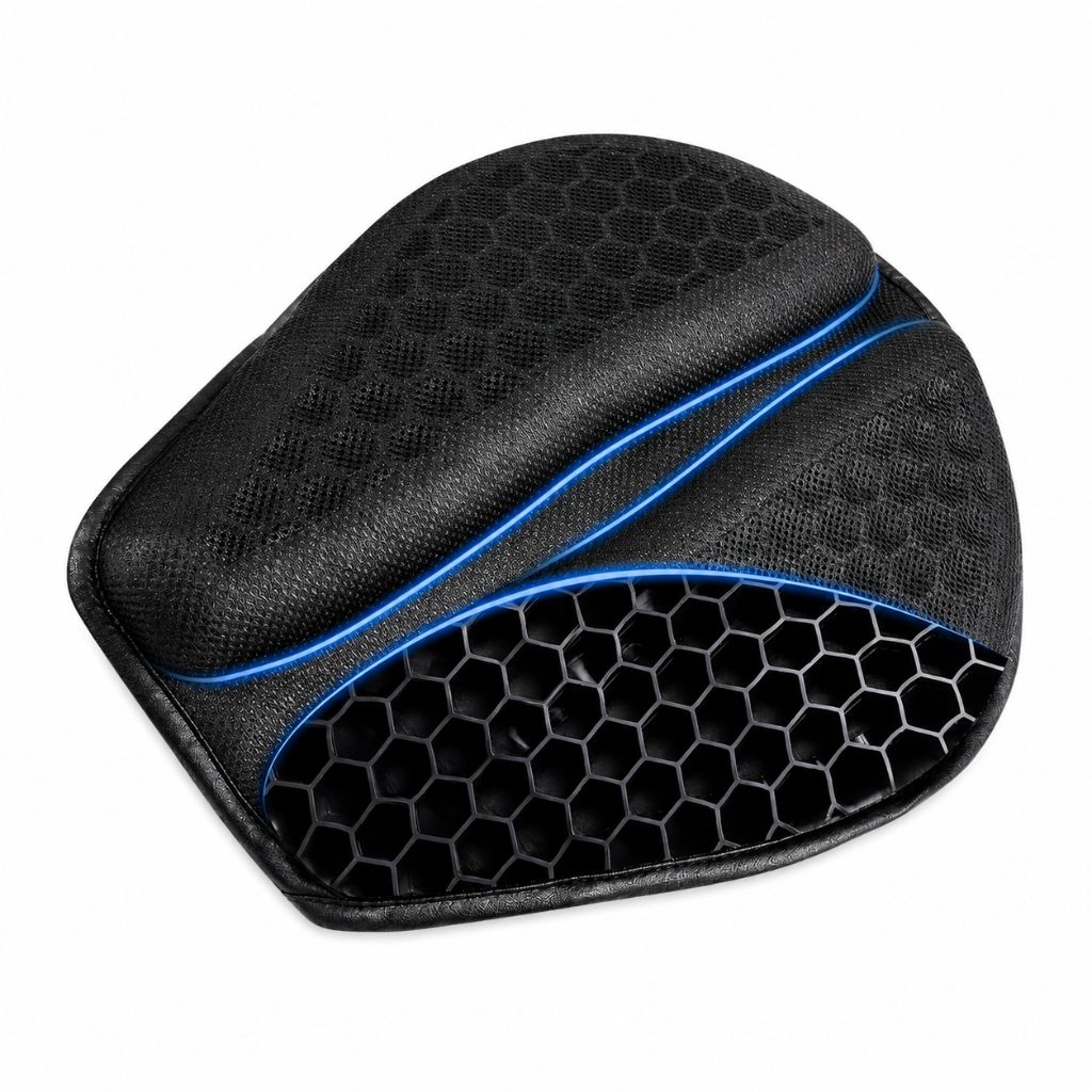 Coussin de Selle Moto en Gel Alvéolé – Pilote et/ou Passager
